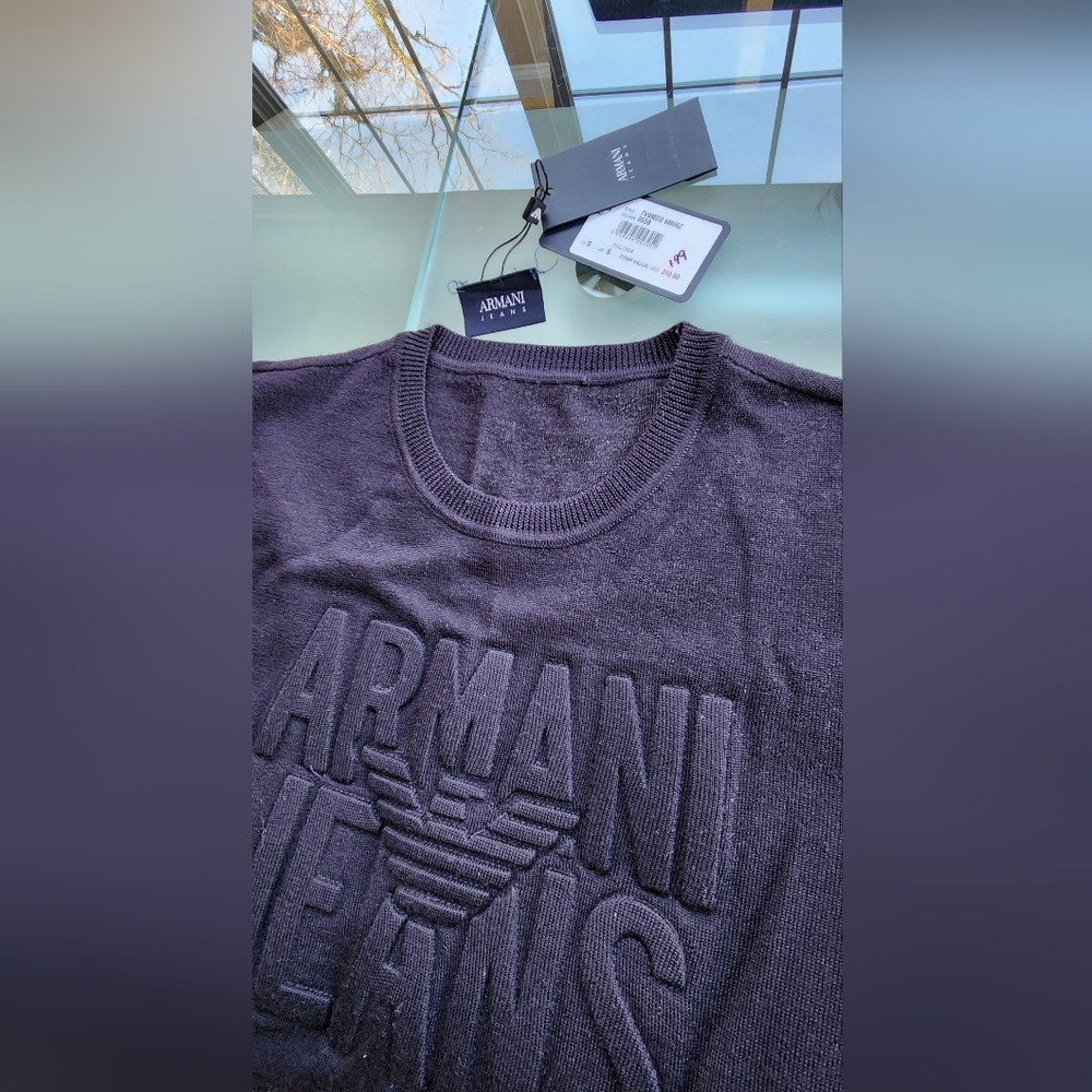$310 NEW Armani Jeans Pullover Black Size S